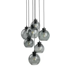 Hängeleuchte Rauchglas 7x E27 verstellbar Kugelschirme