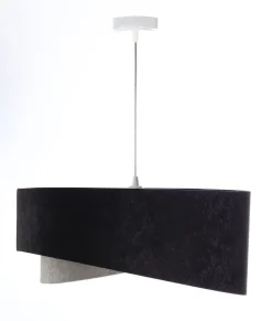 Hängeleuchte rund Ø 50 cm E27 Stoff Schwarz Gold Grau Silber