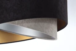 Hängeleuchte rund Ø 50 cm E27 Stoff Schwarz Gold Grau Silber