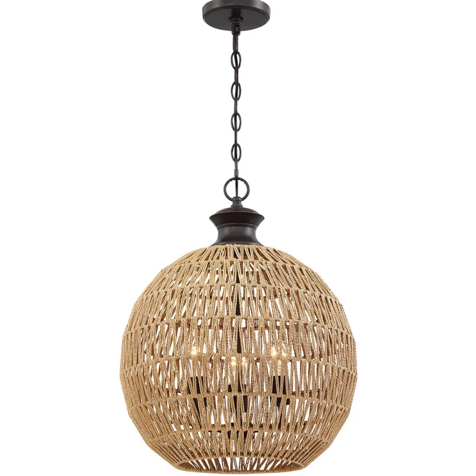 Hängeleuchte rund Ø 46,5 cm H: max. 251,4 cm Seil Schirm