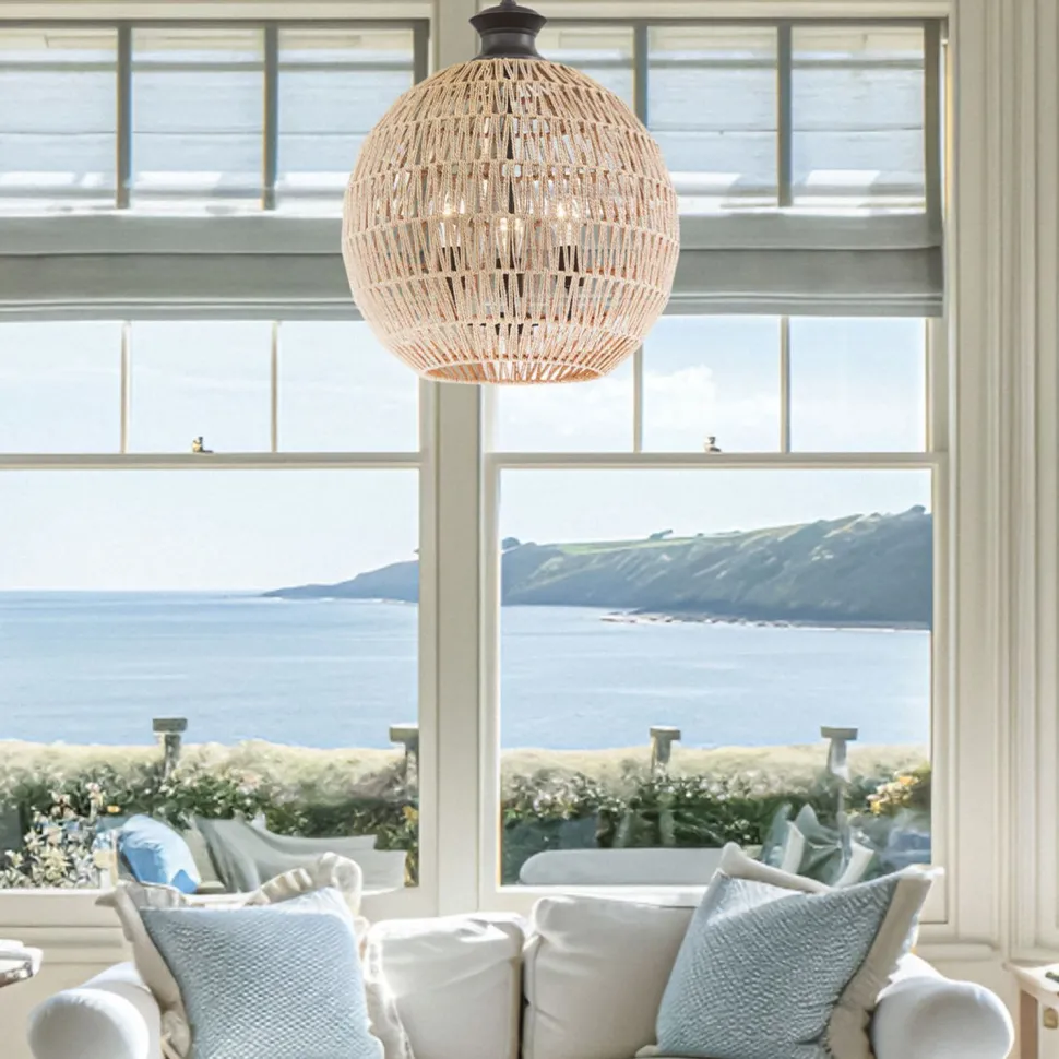 Hängeleuchte rund Ø 46,5 cm H: max. 251,4 cm Seil Schirm