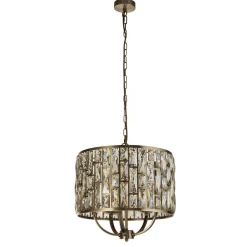 Hängeleuchte rund Ø 44 cm Kristall in Messing Creme 5x E14