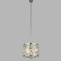 Hängeleuchte rund Ø 38 cm Kristall in Chrom Klar 3x E27