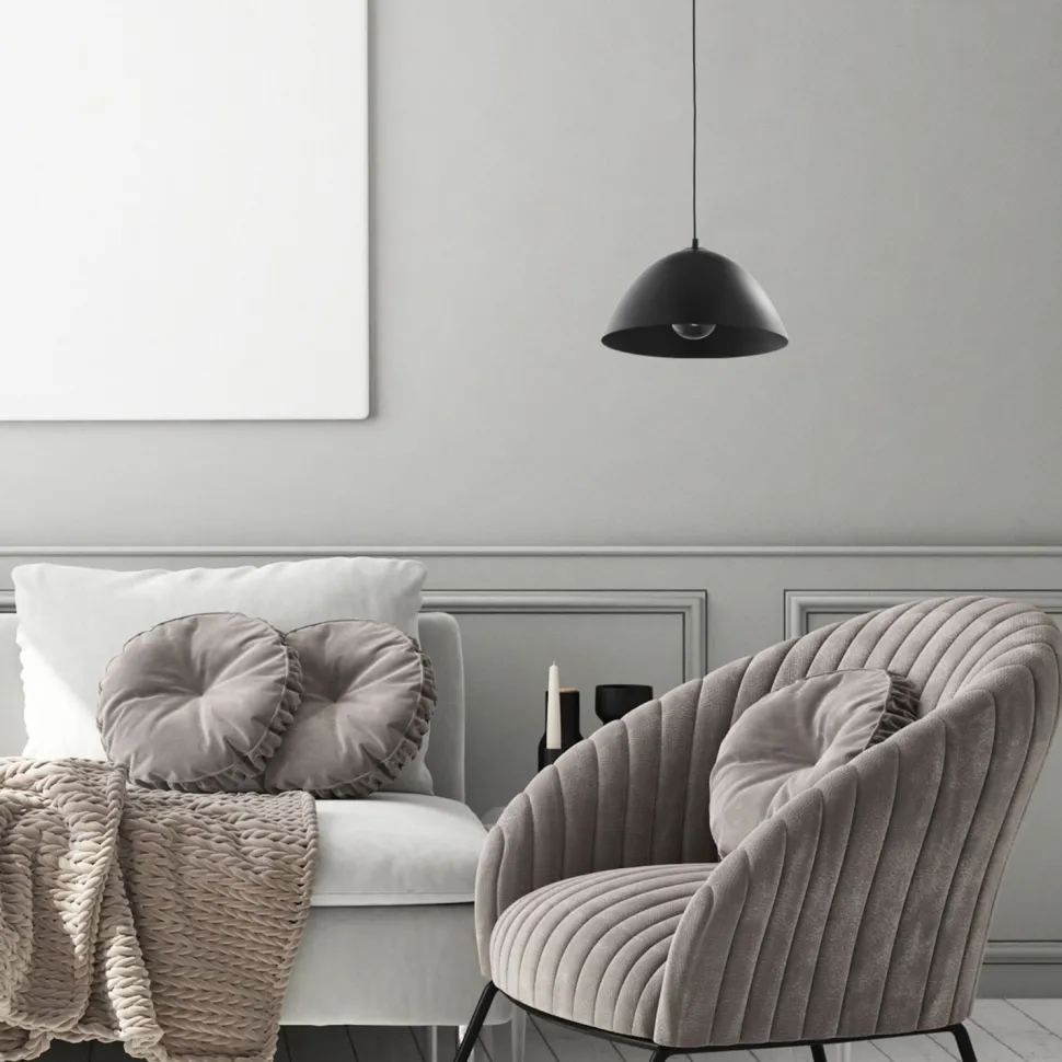 Hängeleuchte rund Ø 33,5 cm Metall Schwarz E27