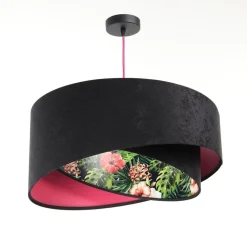 Hängeleuchte rund Ø 50 cm Stoff Velours Optik Tropical E27