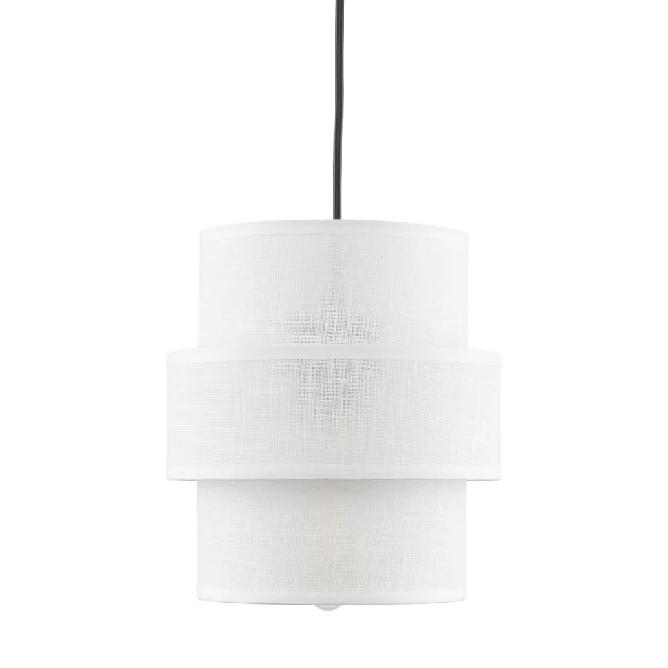 Hängeleuchte rund Ø 20 cm Weiß Schwarz E27 Stoff Metall