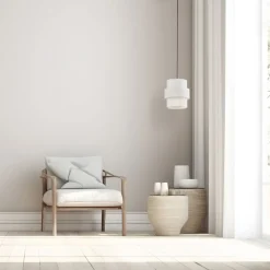 Hängeleuchte rund Ø 20 cm Weiß Schwarz E27 Stoff Metall