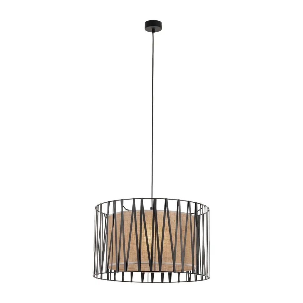 Hängeleuchte rund Ø 50 cm 3x E27 Schwarz Braun Modern