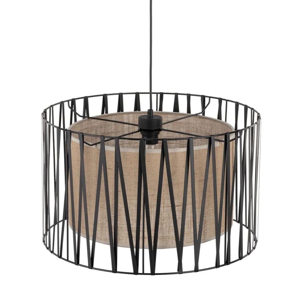 Hängeleuchte rund Ø 50 cm 3x E27 Schwarz Braun Modern