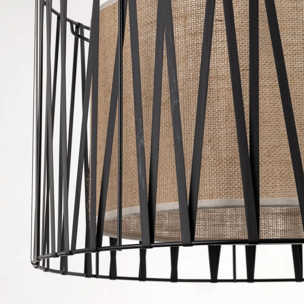 Hängeleuchte rund Ø 50 cm 3x E27 Schwarz Braun Modern