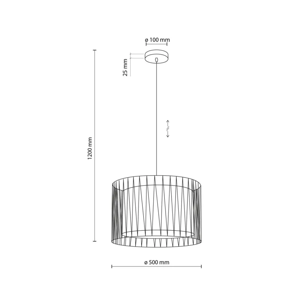 Hängeleuchte rund Ø 50 cm 3x E27 Schwarz Braun Modern