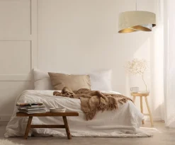 Hängeleuchte rund D: 50 cm E27 Stoff Velours Optik