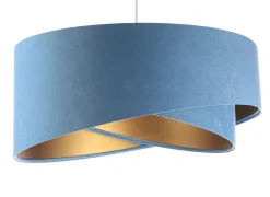 Hängeleuchte rund D: 50 cm E27 Blau Gold Stoff Velours Optik