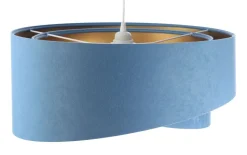 Hängeleuchte rund D: 50 cm E27 Blau Gold Stoff Velours Optik