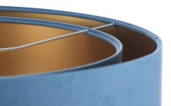 Hängeleuchte rund D: 50 cm E27 Blau Gold Stoff Velours Optik