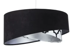 Hängeleuchte rund D: 50 cm Stoff Velours Optik Schwarz Weiß