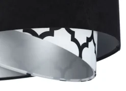 Hängeleuchte rund D: 50 cm Stoff Velours Optik Schwarz Weiß