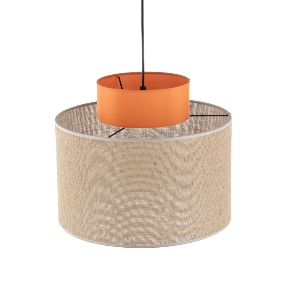 Hängeleuchte rund E27 Ø 38 cm H: max. 170 cm Jute Stoff