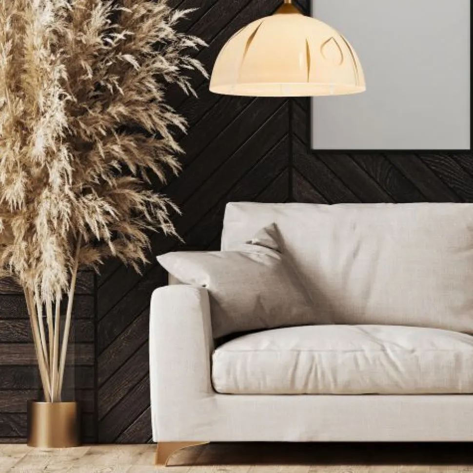 Hängeleuchte Rund Gold Retro Esstisch Glas Lampe