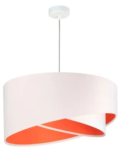 Hängeleuchte rund Groß Weiß Orange Stoff Esstisch