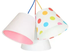 Hängeleuchte SAMY Weiß Rosa gepunktet Kinder
