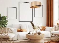 Hängeleuchte Satin E27 rund D: 50 cm in Gold Bunt