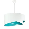 Hängeleuchte Schirm Weiß Türkis Stoff rund Ø50cm