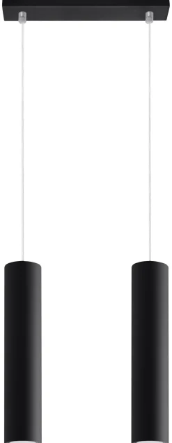 Hängeleuchte schmal Schwarz Metall 2-flammig GU10