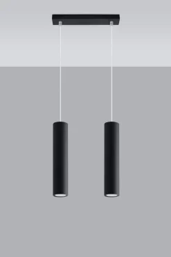 Hängeleuchte schmal Schwarz Metall 2-flammig GU10