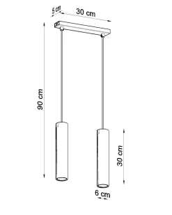 Hängeleuchte schmal Schwarz Metall 2-flammig GU10