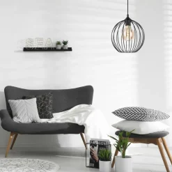 Hängeleuchte Schwarz Ø 24 cm Metall Draht Schirm E27 KARNA