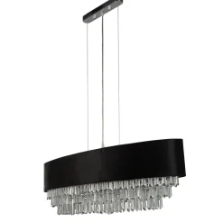 Hängeleuchte Schwarz B: 100 cm H: max. 1,5 m Stoff Kristall