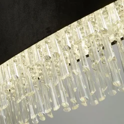 Hängeleuchte Schwarz B: 100 cm H: max. 1,5 m Stoff Kristall