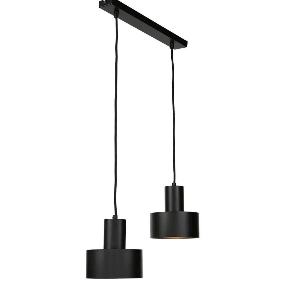 Hängeleuchte Schwarz breiter Schirm Retro 2 flmg