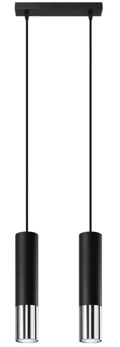 Hängeleuchte Schwarz Chrom 2-flammig Metall verstellbar