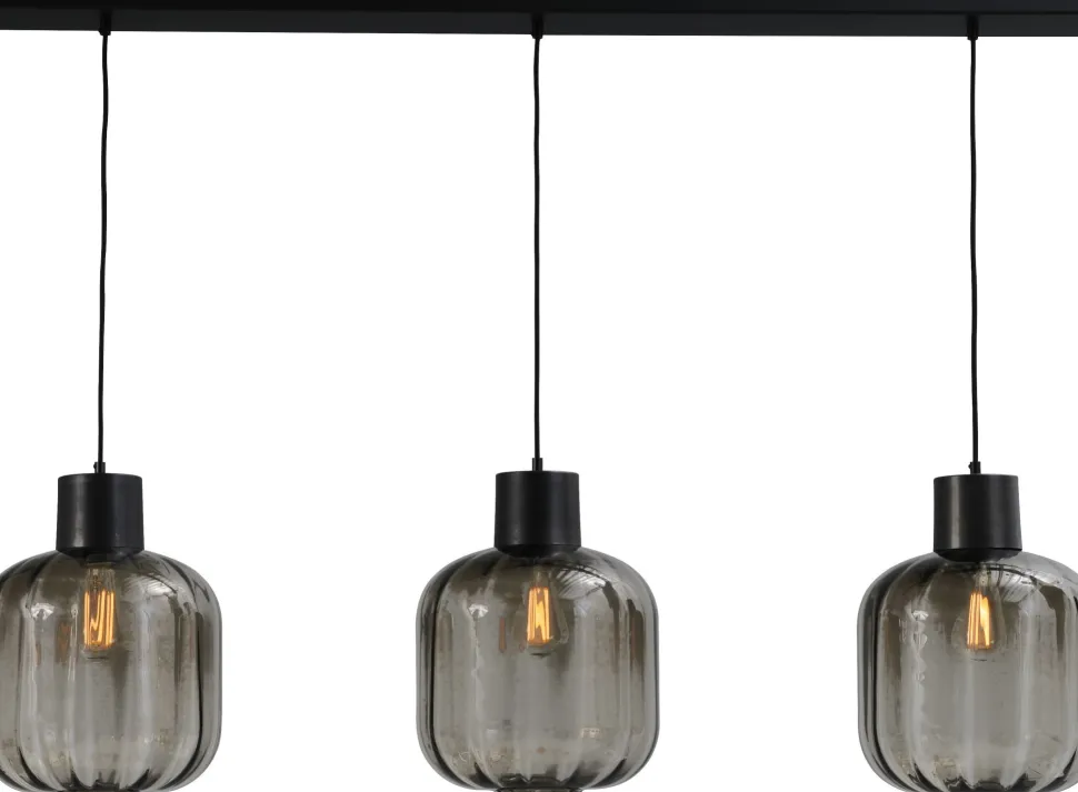 Hängeleuchte Schwarz 3-flammig Glas Metall verstellbar