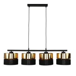 Hängeleuchte Schwarz Gold verstellbar Metall Stoff E27