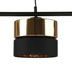 Hängeleuchte Schwarz Gold verstellbar Metall Stoff E27