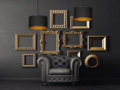 Hängeleuchte Schwarz Gold Stoff Ø35cm YENNA Wohnzimmer