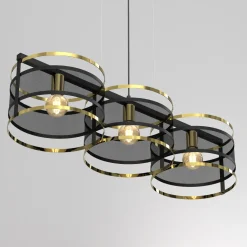 Hängeleuchte Schwarz Gold Esstisch Mesh Metall MURINE