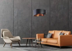 Hängeleuchte Schwarz Kupfer Ø 50 cm Latex E27 rund