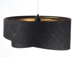 Hängeleuchte Schwarz marmoriert Gold E27 Velours Optik