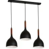 Hängeleuchte Schwarz Metall Holz länglich