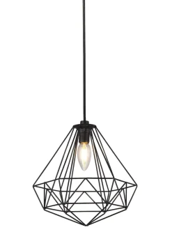 Hängeleuchte Schwarz Metall Ø 25 cm E27 E14 Käfig Schirm