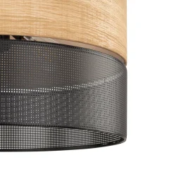 Hängeleuchte Schwarz Natur Ø 50 cm verstellbar 3x E27 Modern