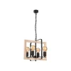 Hängeleuchte Schwarz Natur Holz Metall Rustikal 4-flammig E27