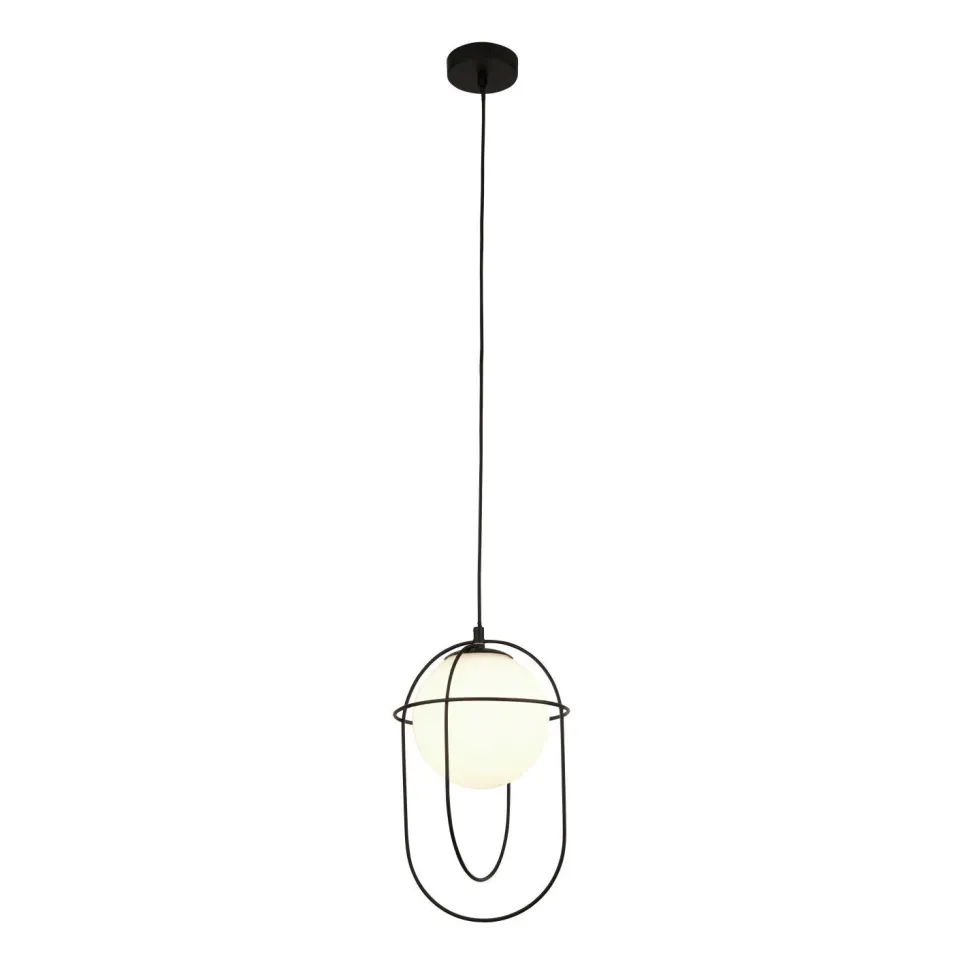 Hängeleuchte Schwarz Weiß E27 Glas Metall Modern TRISTAN