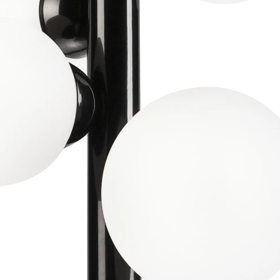 Hängeleuchte Schwarz Weiß Kugelschirme 4x E27 Glas Metall