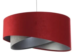 Hängeleuchte Stoff Ø 50 cm Rot-Braun Grau Silber Velours Optik