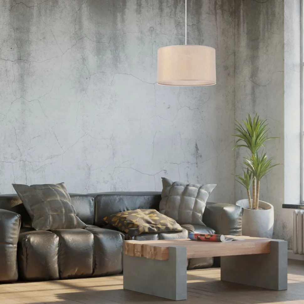 Hängeleuchte Stoff Ø 35 cm rund E27 in Gold verstellbar